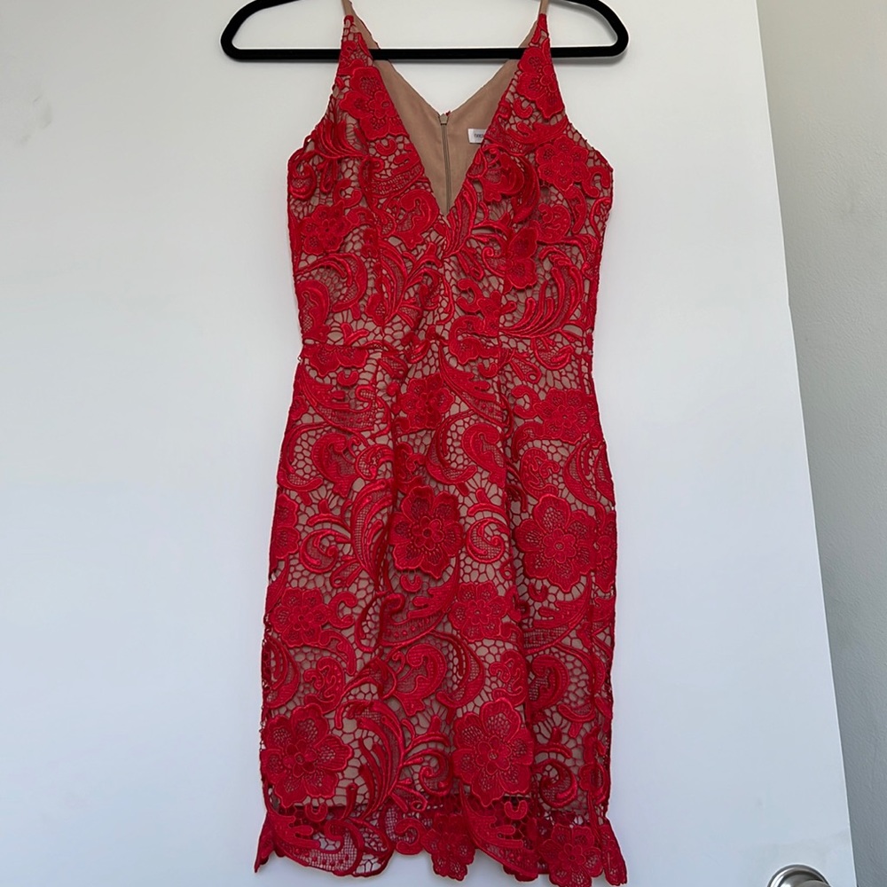 Dress the population red lace cocktail dress. Size small